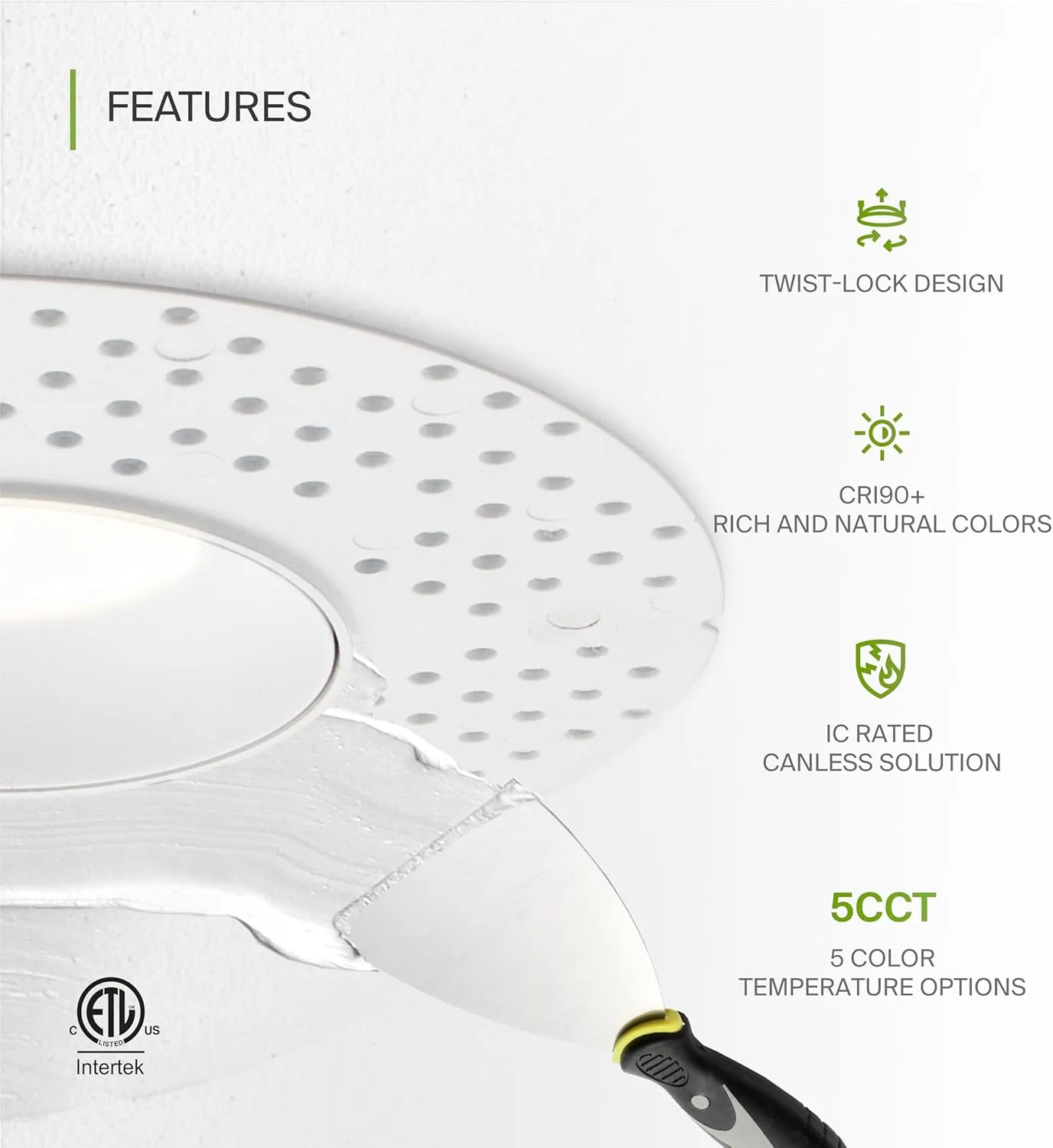 ASD Trimless 3 Inch LED Recessed Light, 12W 120V Triac Round Commercial Downlight, Canless Dimmable Lights for Ceiling with J-Box, 5 CCT 2700K-5000K, CRI 90 , IC Rated, ETL, White, 4 Pack