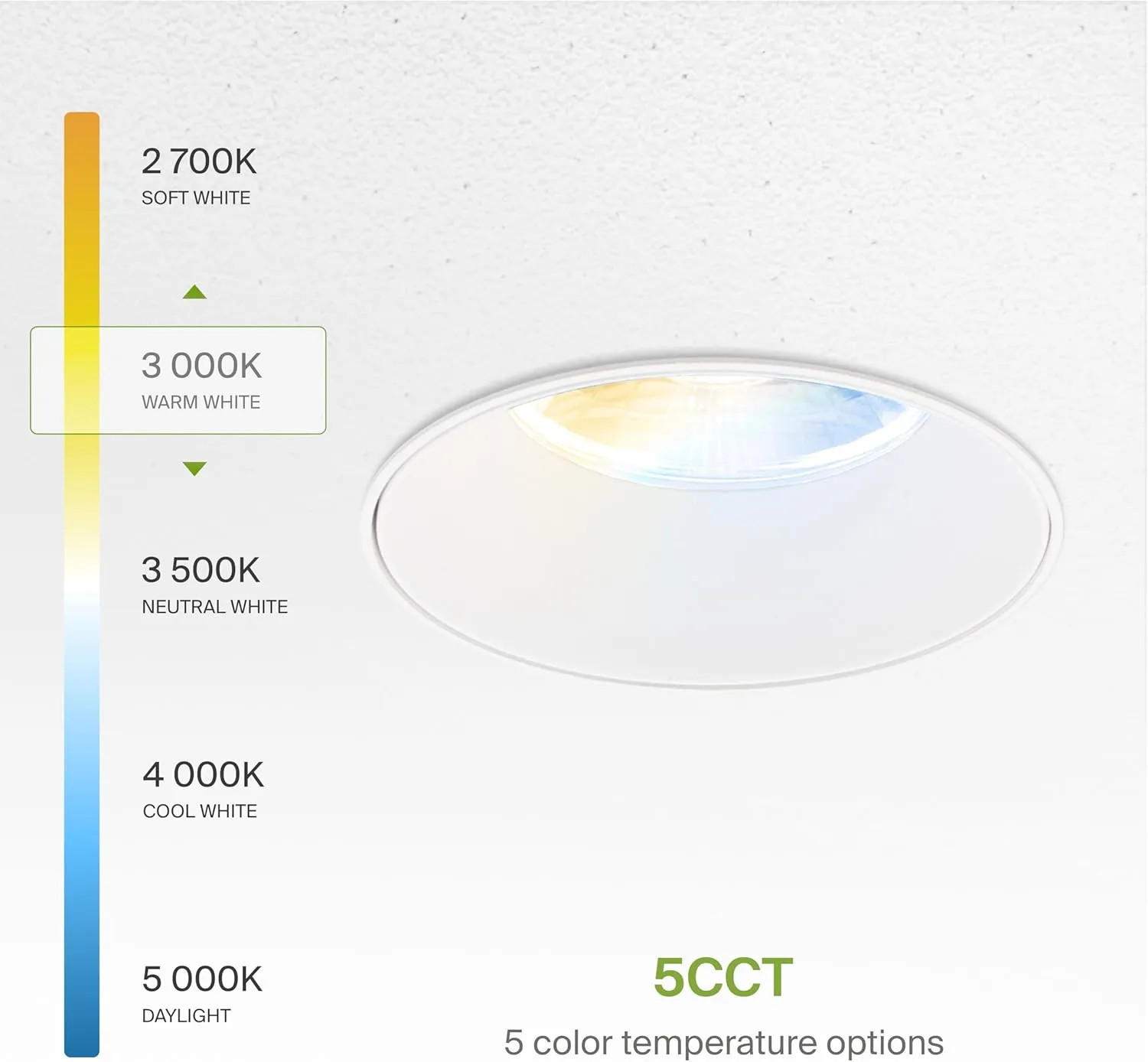 ASD Trimless 3 Inch LED Recessed Light, 12W 120V Triac Round Commercial Downlight, Canless Dimmable Lights for Ceiling with J-Box, 5 CCT 2700K-5000K, CRI 90 , IC Rated, ETL, White, 4 Pack