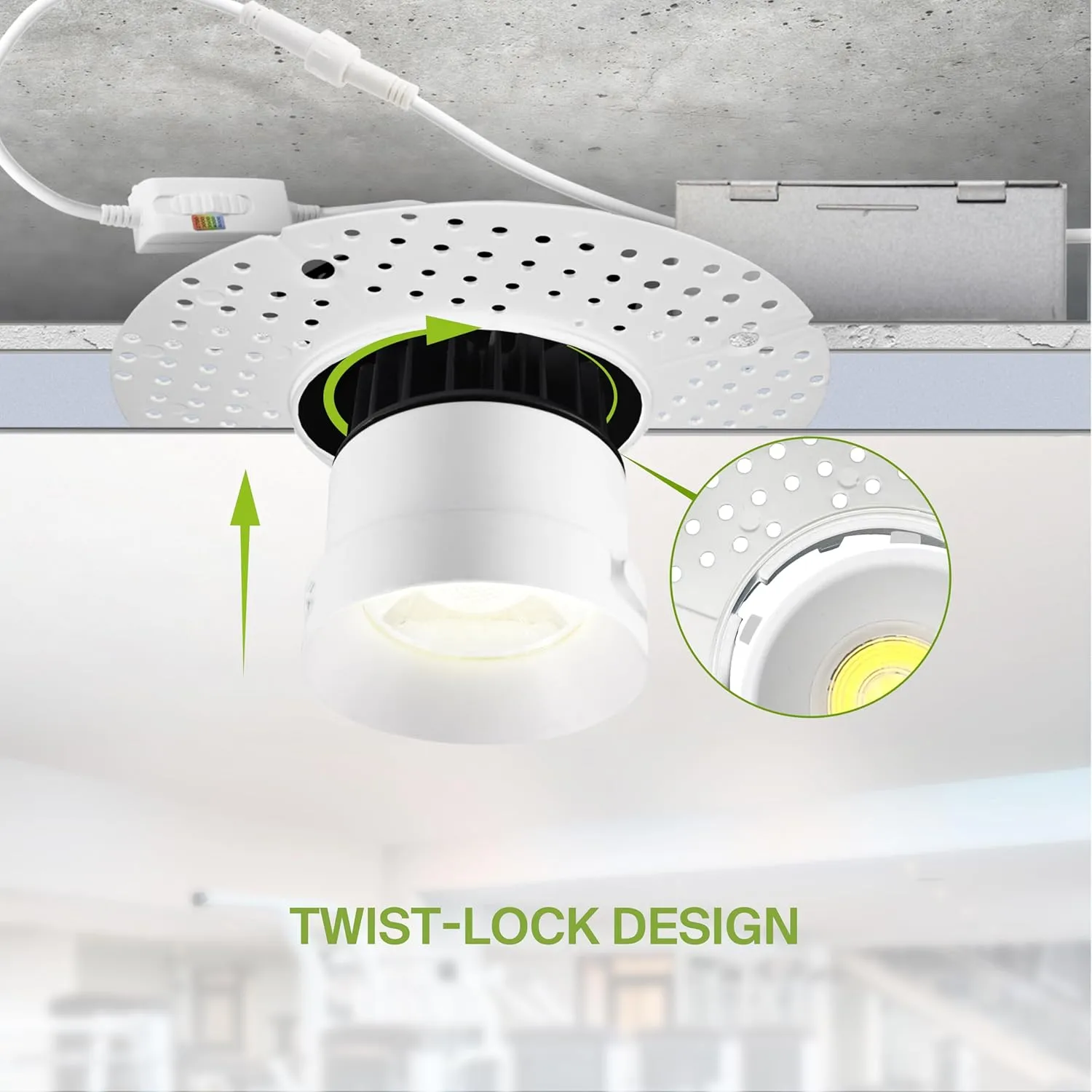 ASD Trimless 3 Inch LED Recessed Light, 12W 120V Triac Round Commercial Downlight, Canless Dimmable Lights for Ceiling with J-Box, 5 CCT 2700K-5000K, CRI 90 , IC Rated, ETL, White, 4 Pack