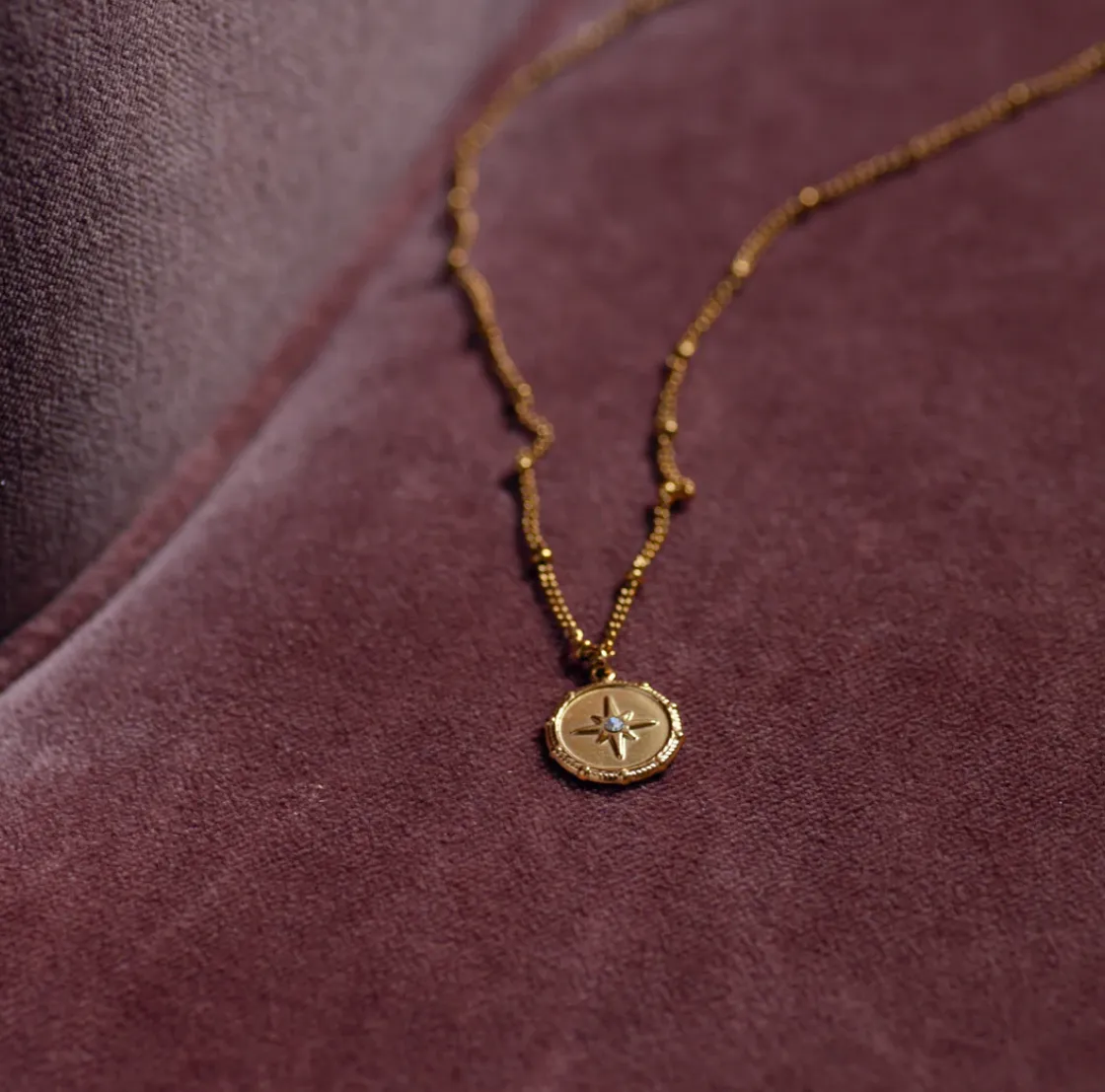 Aspen - Compass Necklace with Crystal Stainless Steel