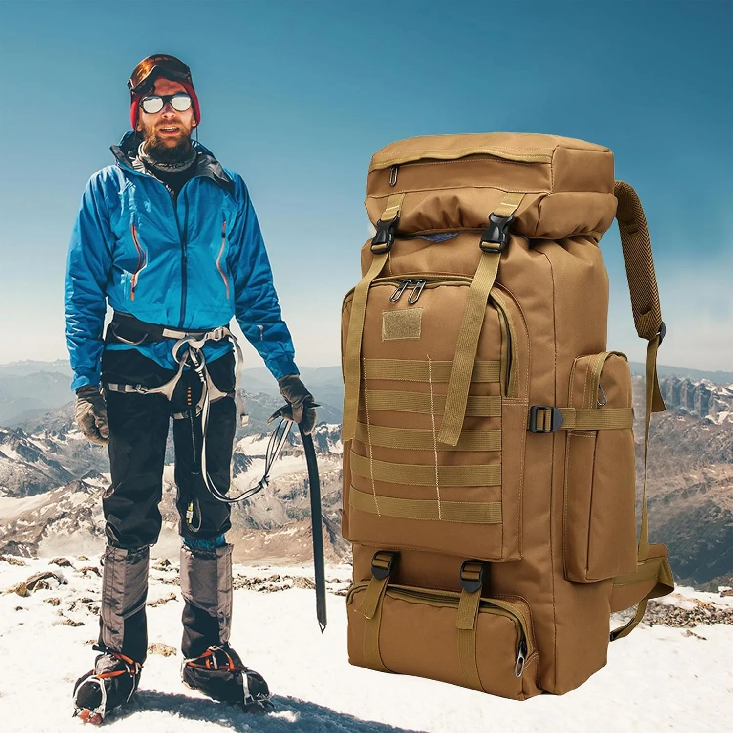 Assault Pack - 80l Outdoor Hiking Backpack Men, Waterproof Men Hunting Backpacks | Large Outdoor Backpack Men, Large Trekking Assault Rucksack Pack for Outdoor Activities Mountaineering, Trekking