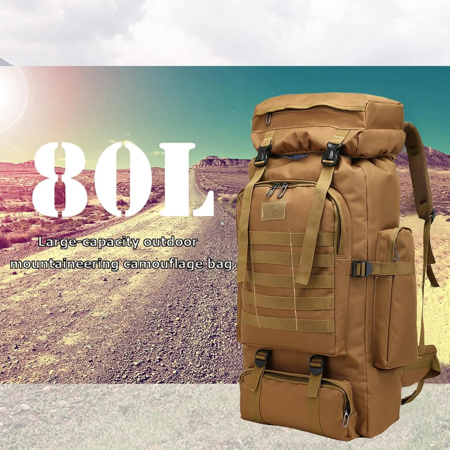 Assault Pack - 80l Outdoor Hiking Backpack Men, Waterproof Men Hunting Backpacks | Large Outdoor Backpack Men, Large Trekking Assault Rucksack Pack for Outdoor Activities Mountaineering, Trekking