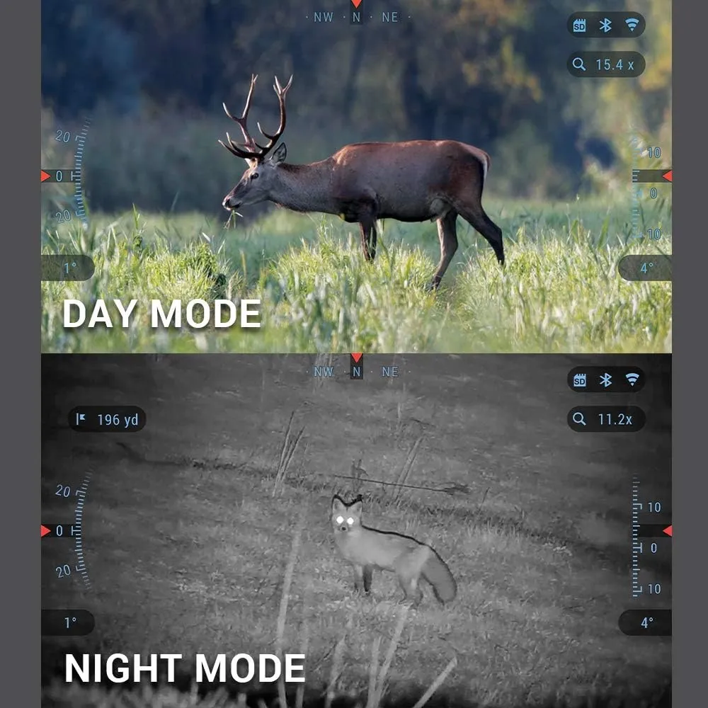 ATN Binox 4K 4-16X Smart Ultra HD Day/Night Hunting Binoculars w/Built-in Laser Rangefinder, Video Record, Wi-Fi, E-Compass, 16hrs  Battery Power