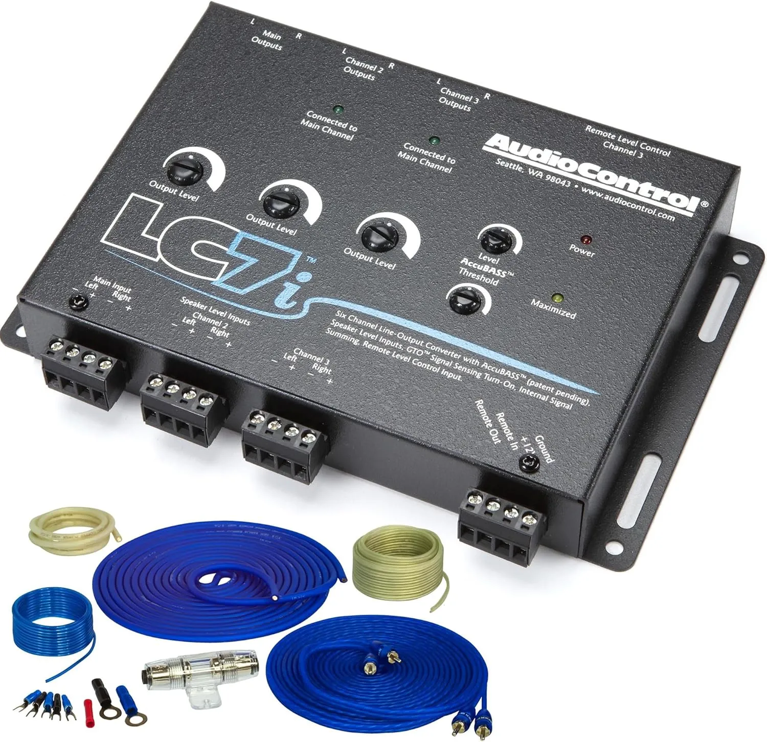 AudioControl LC7i 6 Channel Line Output Converter with Accubass with 8GA OFC Pure Copper Wiring Kit