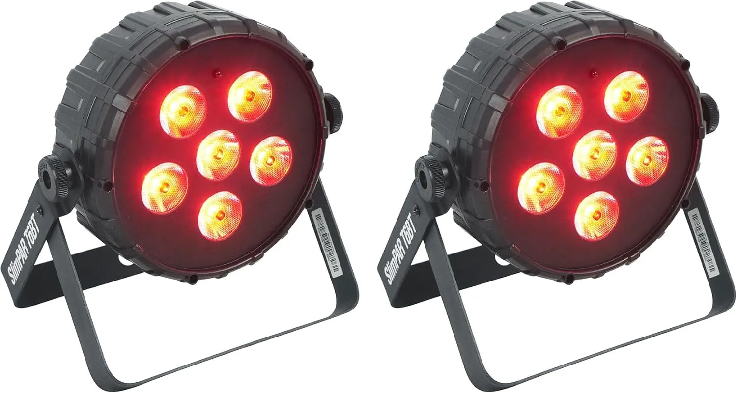 Audiosavings Bundle: Chauvet DJ SLIMPAR T6 BT RGB LED DMX Wash Par Up-Light w/Bluetooth (2 Items)