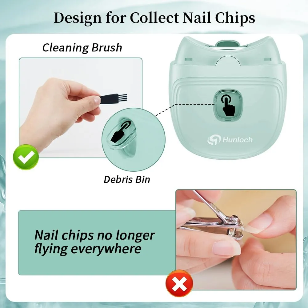 Automatic Electric Nail Clipper with 3-Speeds Levels and Nail Clip Storage, LCD Light, Safety Nail Clipper, USB Rechargeable Suitable for Babies,Children, Adults and Seniors(Green)