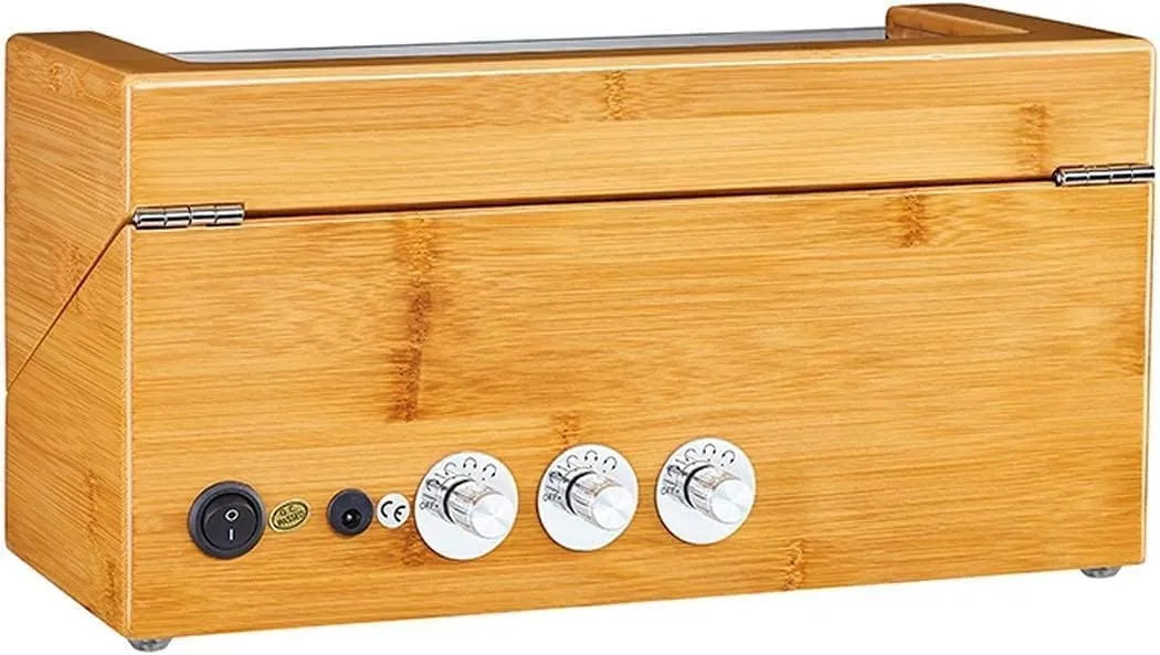 Automatic Watch Winder,in Wood Shell and Leather Pillow Carbon Fiber Leather, Silent Motor and 5 ModesHoliday