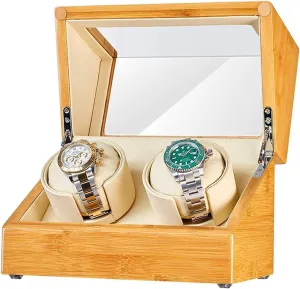 Automatic Watch Winder,in Wood Shell and Leather Pillow Carbon Fiber Leather, Silent Motor and 5 ModesHoliday