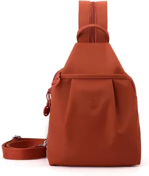 Backpack Chest Bags Double Zipper Large Capacity, Large Capacity Oxford Crossbody Backpack with Anti-Theft Design (Orange)