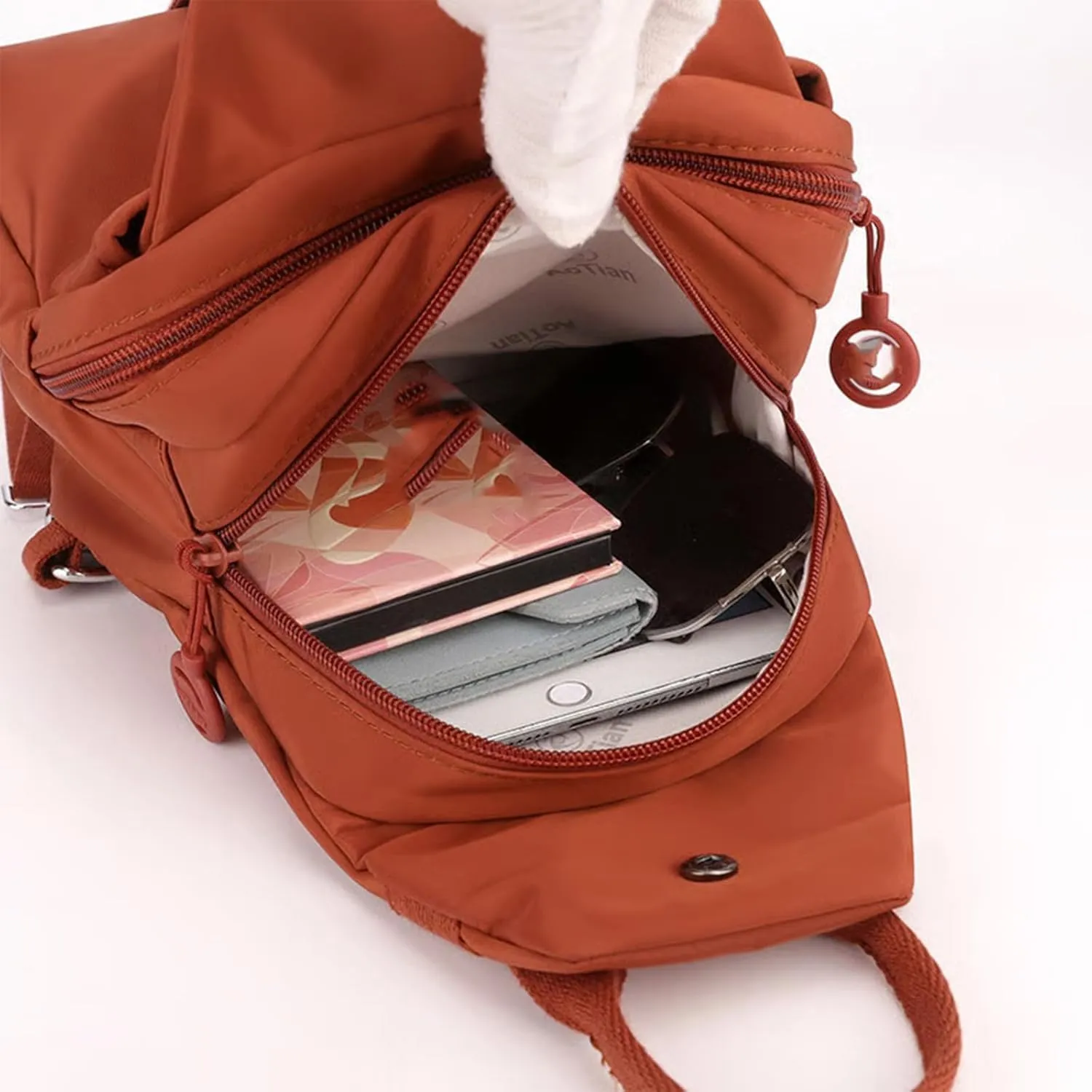 Backpack Chest Bags Double Zipper Large Capacity, Large Capacity Oxford Crossbody Backpack with Anti-Theft Design (Orange)