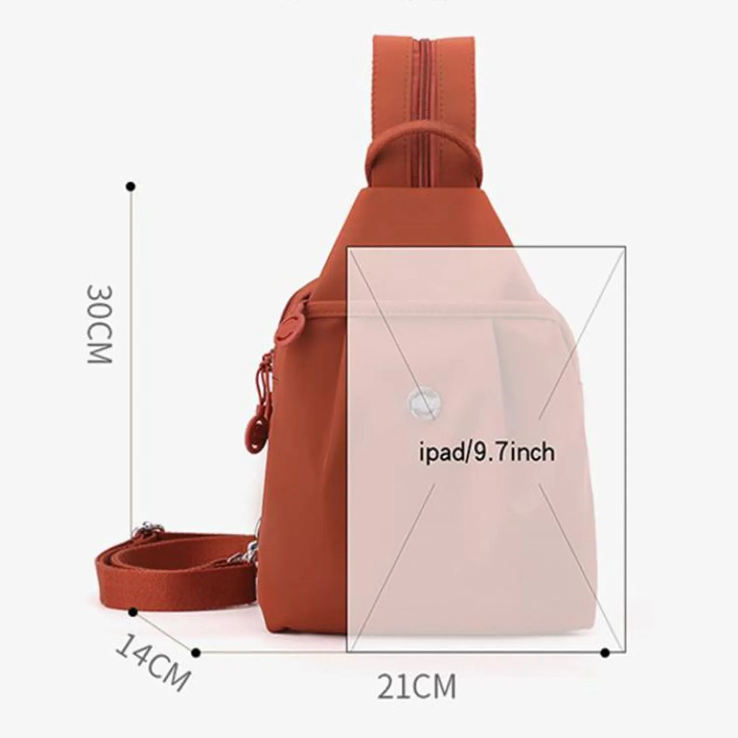 Backpack Chest Bags Double Zipper Large Capacity, Large Capacity Oxford Crossbody Backpack with Anti-Theft Design (Orange)