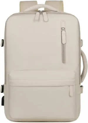 Backpack with expandable capacity for business, travel, and large capacity backpack(Beige)