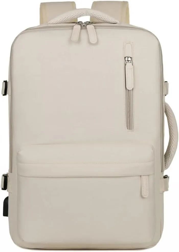 Backpack with expandable capacity for business, travel, and large capacity backpack(Beige)