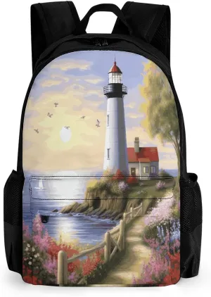 Backpack with Pocket Backpacks Lighthouse Diamond Painting Printed Travel Backpack Lightweight Outdoor Travel Gym Events Bag