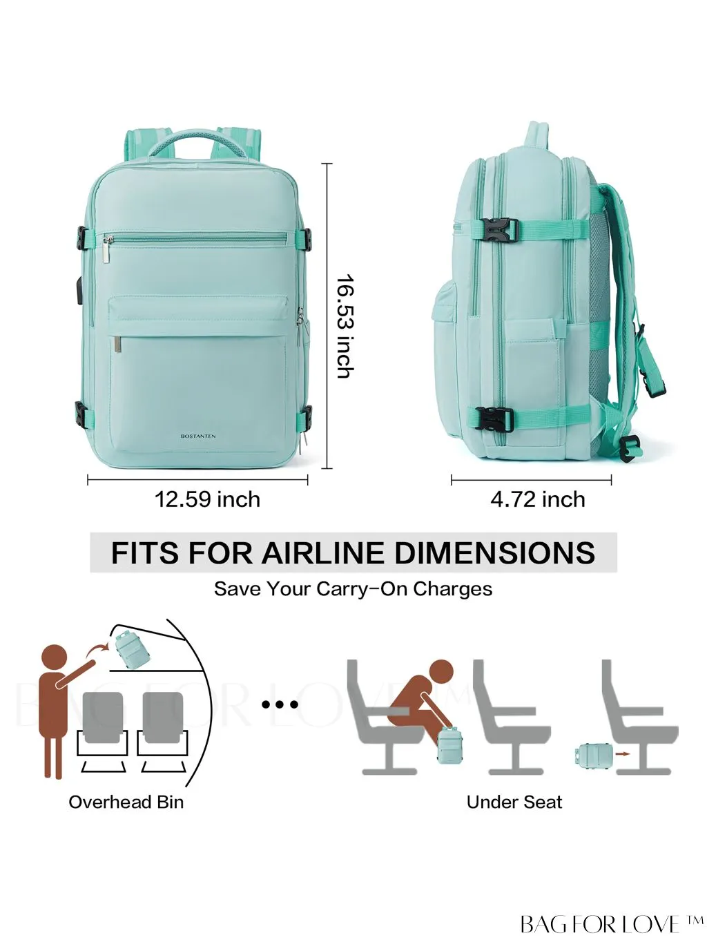 BagForLove - BOSTANTEN Womens Travel Laptop Backpack: Spacious Lightweight Weekender Bag (15.6 Laptop Capacity)