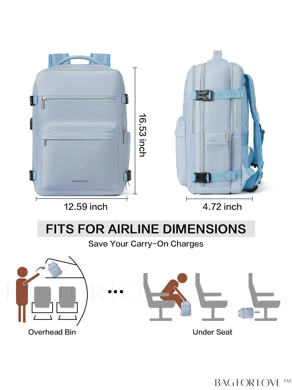 BagForLove - BOSTANTEN Womens Travel Laptop Backpack: Spacious Lightweight Weekender Bag (15.6 Laptop Capacity)