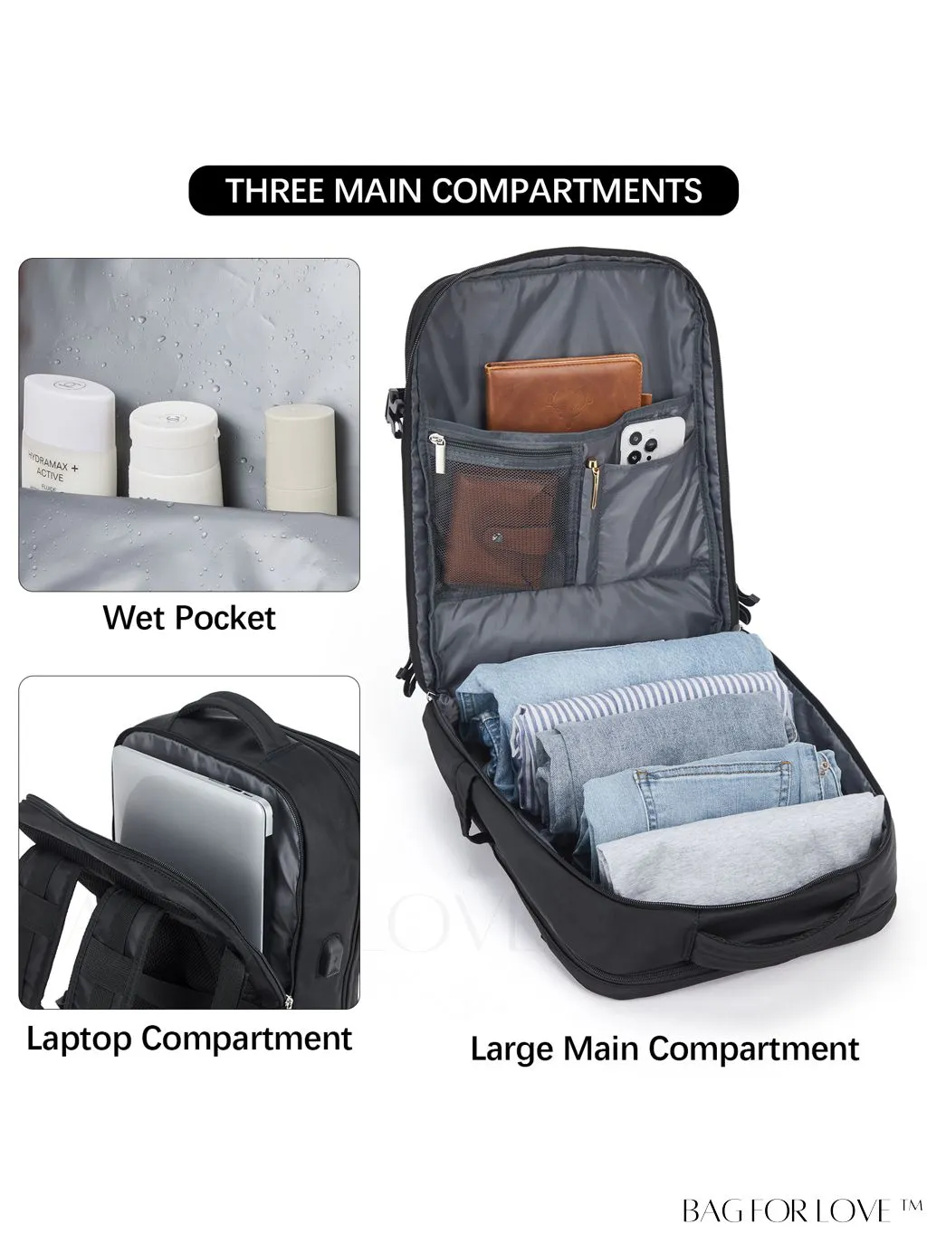 BagForLove - BOSTANTEN Womens Travel Laptop Backpack: Spacious Lightweight Weekender Bag (15.6 Laptop Capacity)