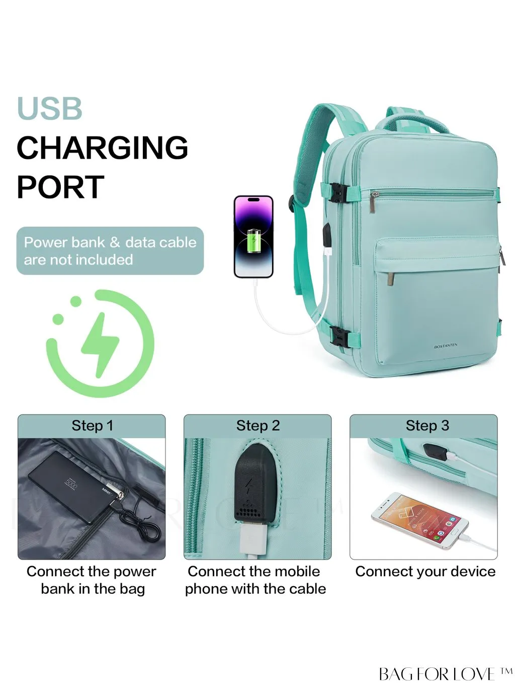 BagForLove - BOSTANTEN Womens Travel Laptop Backpack: Spacious Lightweight Weekender Bag (15.6 Laptop Capacity)