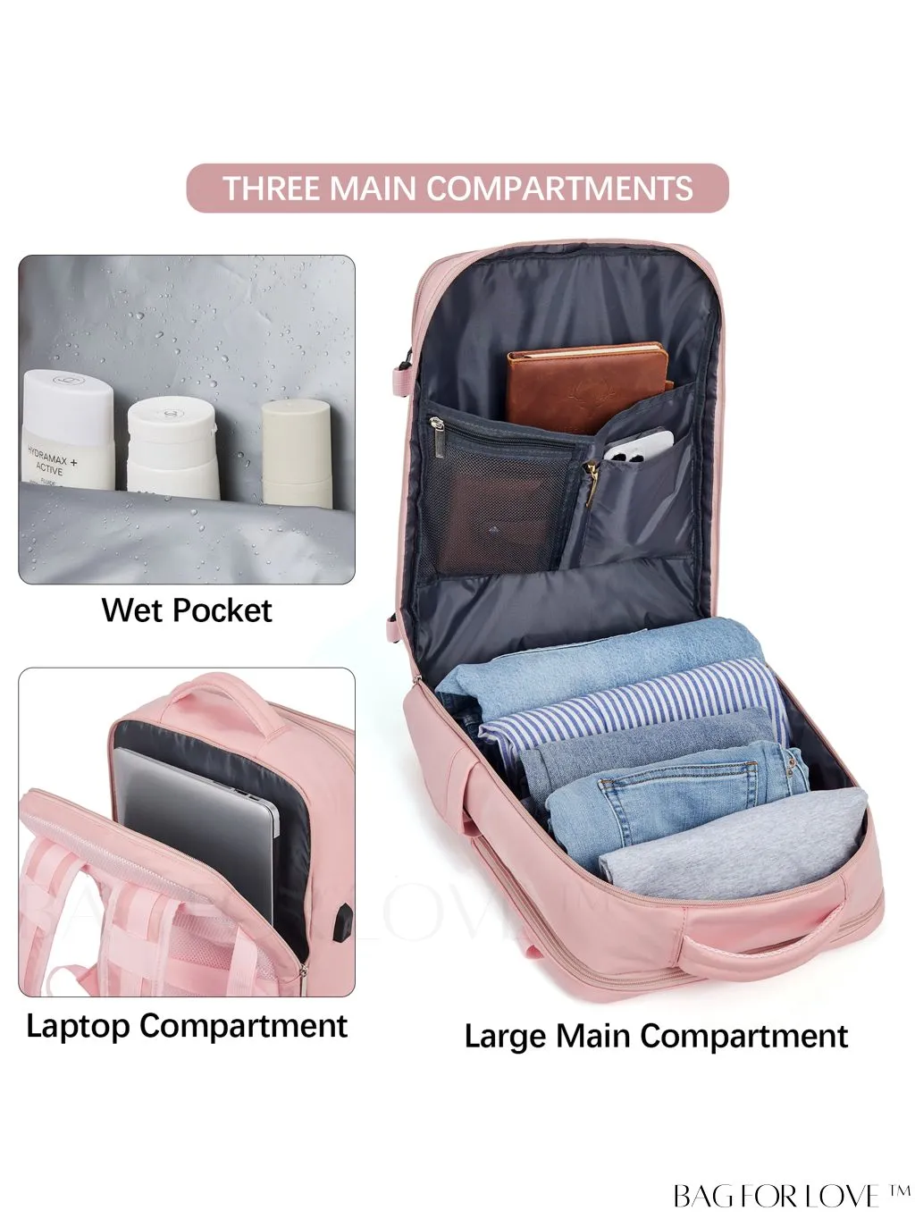 BagForLove - BOSTANTEN Womens Travel Laptop Backpack: Spacious Lightweight Weekender Bag (15.6 Laptop Capacity)