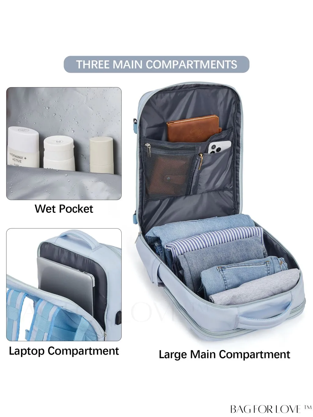 BagForLove - BOSTANTEN Womens Travel Laptop Backpack: Spacious Lightweight Weekender Bag (15.6 Laptop Capacity)