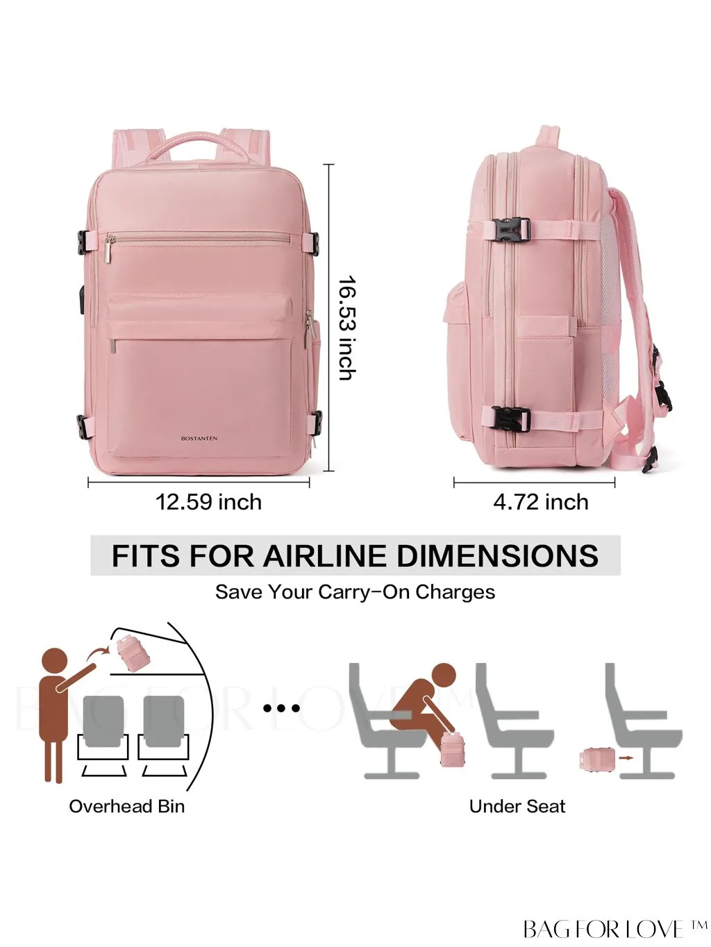 BagForLove - BOSTANTEN Womens Travel Laptop Backpack: Spacious Lightweight Weekender Bag (15.6 Laptop Capacity)
