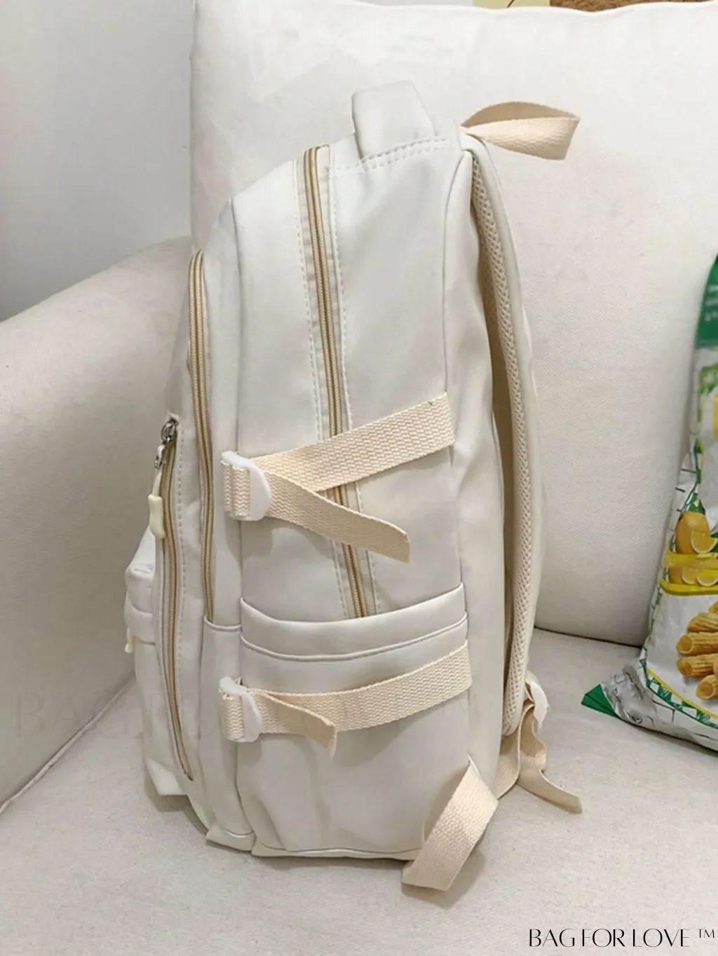 BagForLove - Classic Medium Backpack with Letter Graphic and Bag Charm - Ideal for Students, Outdoors, and Travel