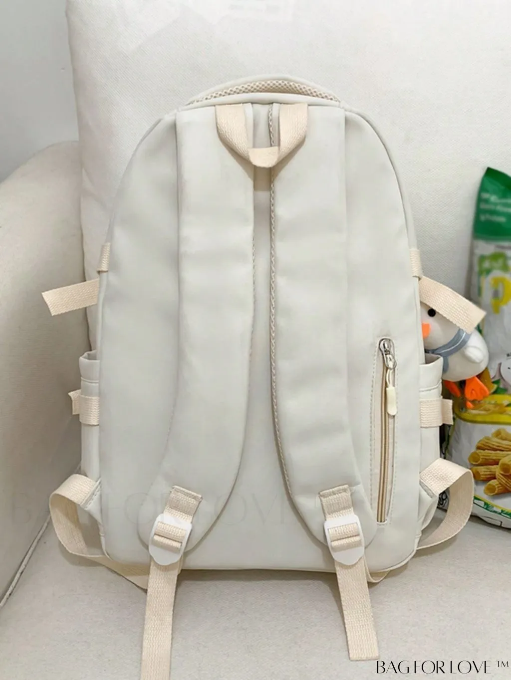 BagForLove - Classic Medium Backpack with Letter Graphic and Bag Charm - Ideal for Students, Outdoors, and Travel