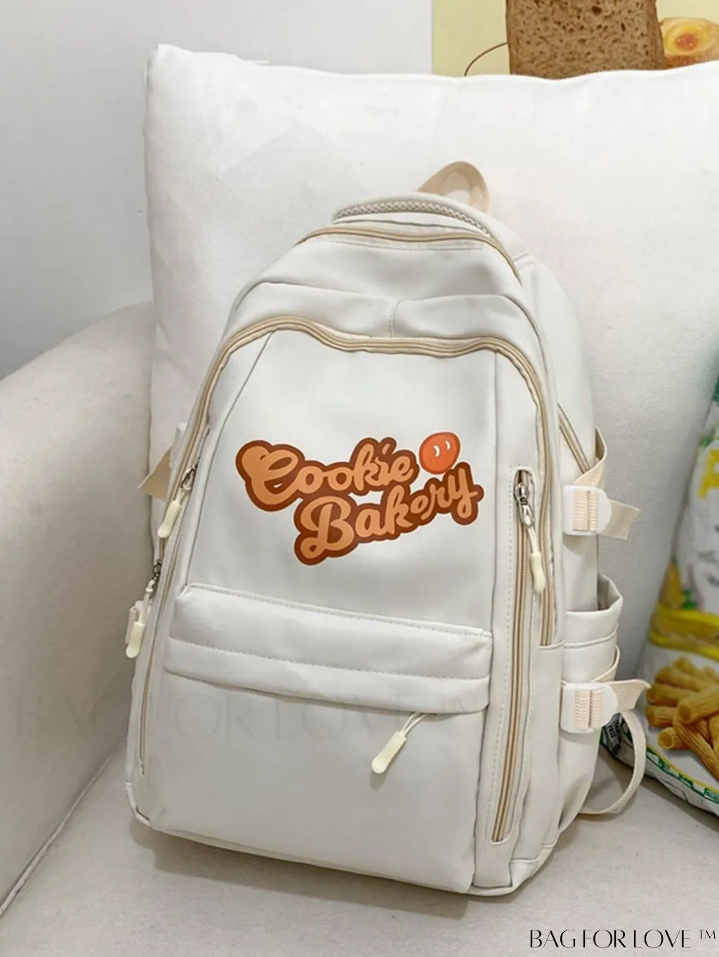 BagForLove - Classic Medium Backpack with Letter Graphic and Bag Charm - Ideal for Students, Outdoors, and Travel
