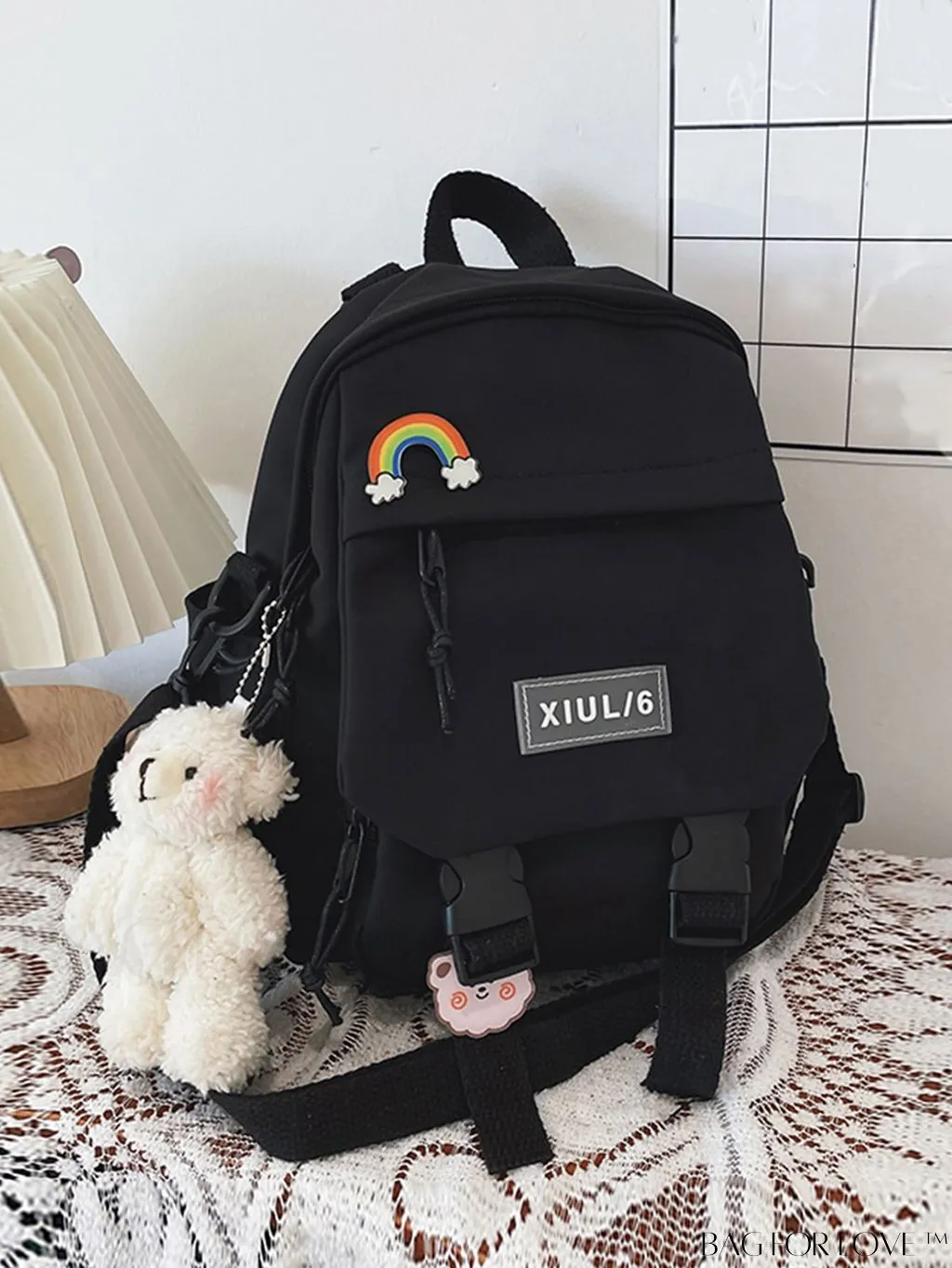 BagForLove - Versatile Front-Facing Backpack with Badge Decoration - Ideal for College & High School Students