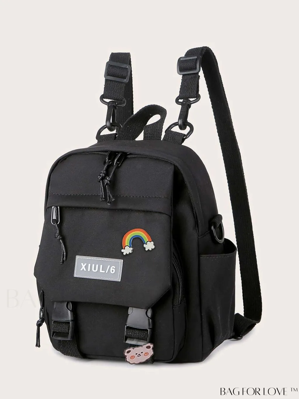BagForLove - Versatile Front-Facing Backpack with Badge Decoration - Ideal for College & High School Students