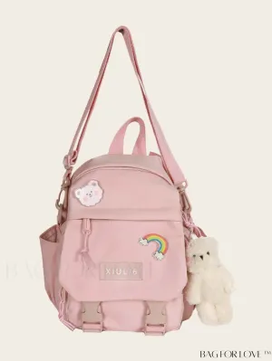 BagForLove - Versatile Front-Facing Backpack with Badge Decoration - Ideal for College & High School Students