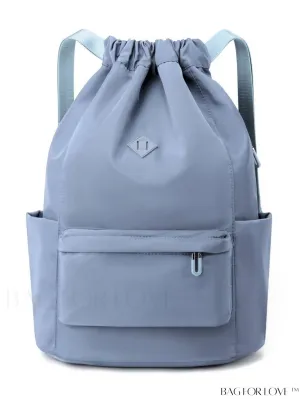 BagForLove - Waterproof Drawstring Backpack with Minimalist Multi-Pocket Design and Decorative Patch