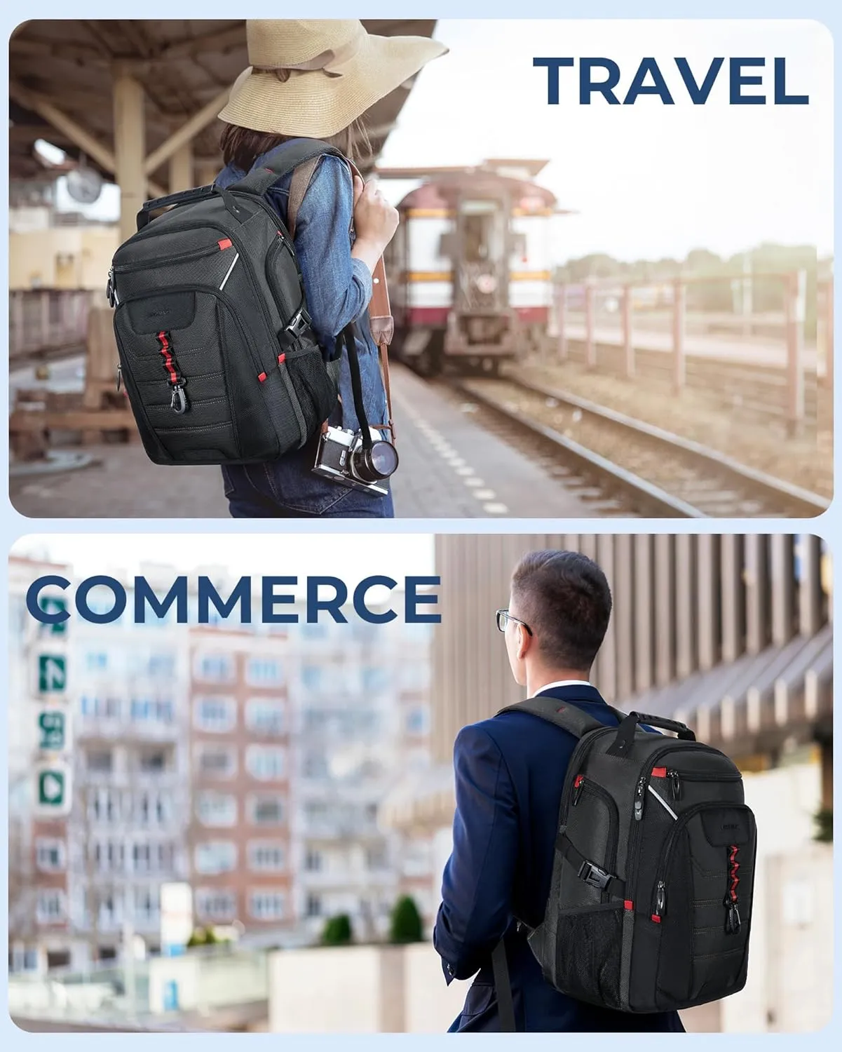 BAGSMART Slim Business Laptop Backpack with USB Charging, Water-Resistant for 15.6 Inch Notebook