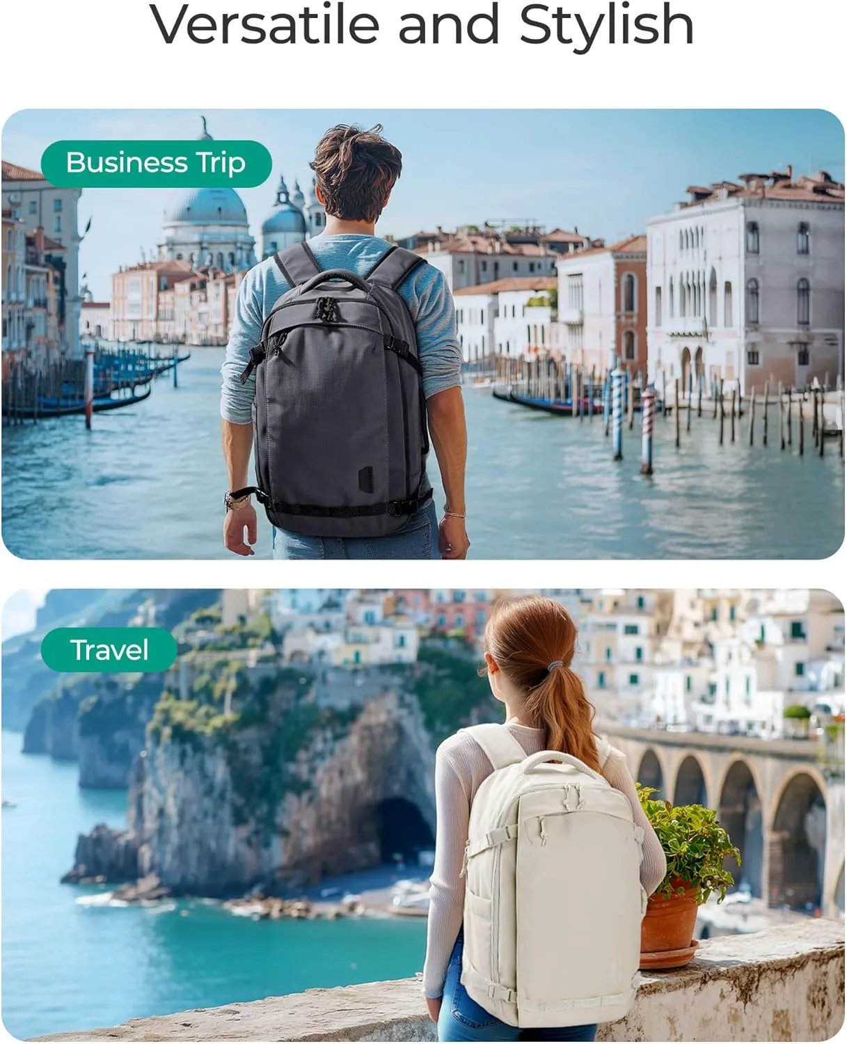 BAGSMART Travel Backpack for Women, 30L Travel Backpack Carry On Flight Approved, TSA Approved Personal Item Travel Bag, Water Resistant Weekender Bag Luggage Daypack, Pistachio