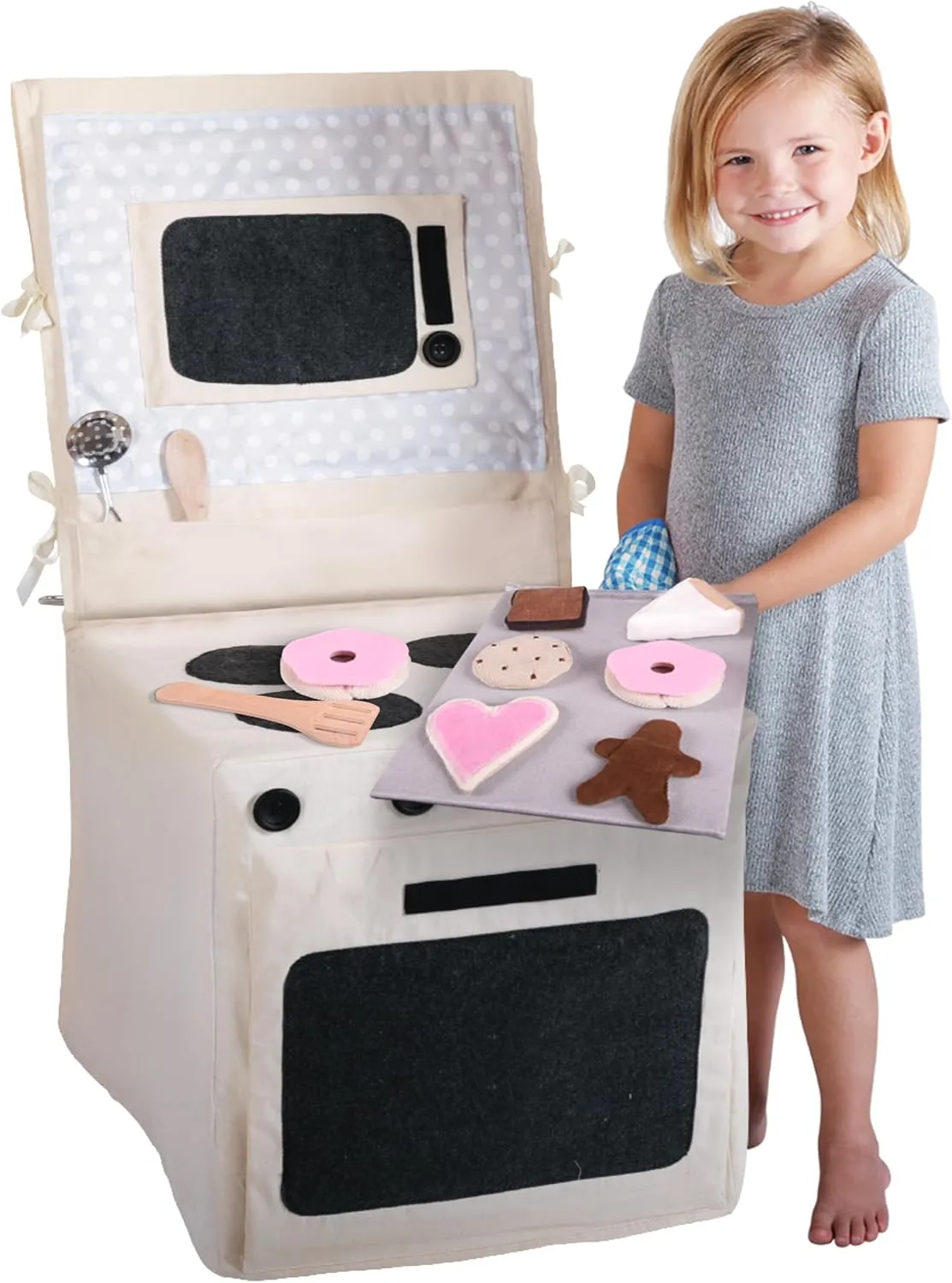 Bake Shoppe Playset -15 Pieces Pretend Play Fabric Kitchen Stove Set - Includes Plush Pretend Food Baked Goods & Accessories - Perfect for Imaginative Role Play for Girls & Boys Ages 3 