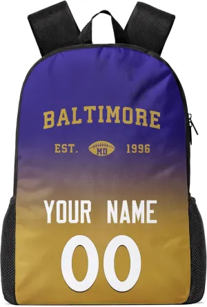 Baltimore Custom Backpack High Capacity,Laptop Bag Travel Bag,Add Personalized Name And Number£¬Gifts For Football Fans