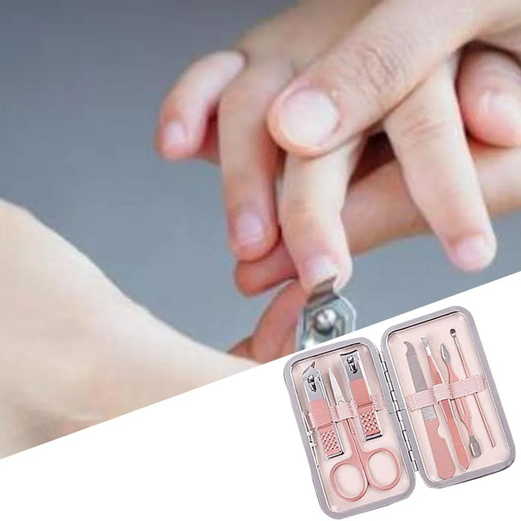 barenx Nail Care Kit Stainless Steel Manicure Pedicure Cuticle Portable Travel, Multi-Functional - 7 Pieces Set