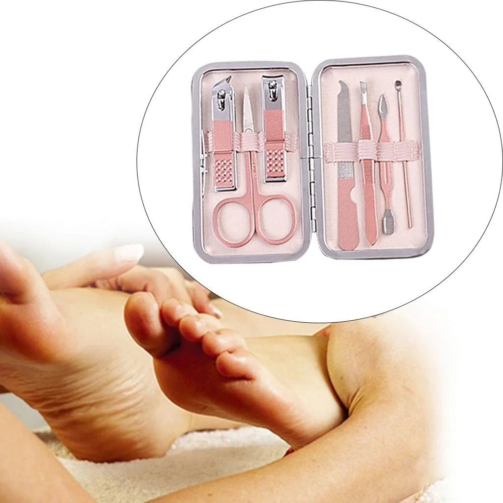 barenx Nail Care Kit Stainless Steel Manicure Pedicure Cuticle Portable Travel, Multi-Functional - 7 Pieces Set