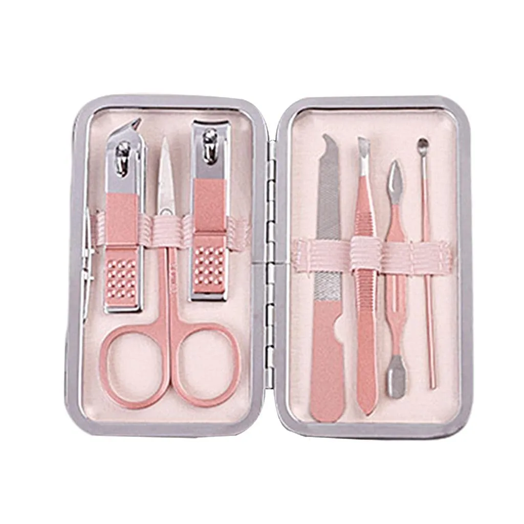barenx Nail Care Kit Stainless Steel Manicure Pedicure Cuticle Portable Travel, Multi-Functional - 7 Pieces Set