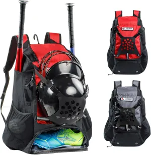 Baseball Backpack for Youth, Boys, Adults - Bat and Softball Equipment Bag With Glove Holder, Helmet, Shoes Compartment - T-Ball Accessories and Baseball Gifts