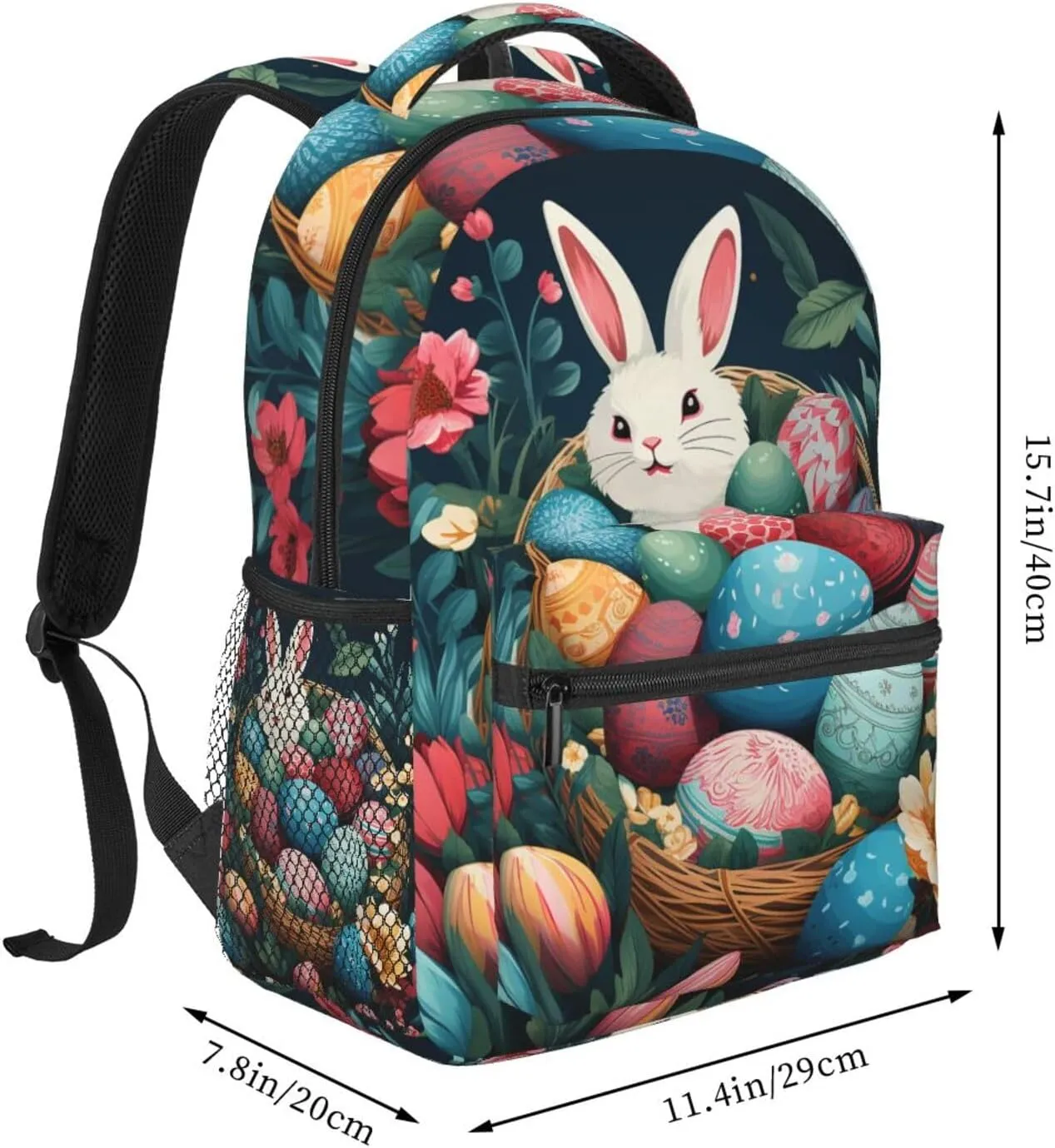 Basket and Easter Eggs Travel Backpack for Men & Women 15.6 inch Laptop Backpack Waterproof Work Back Pack