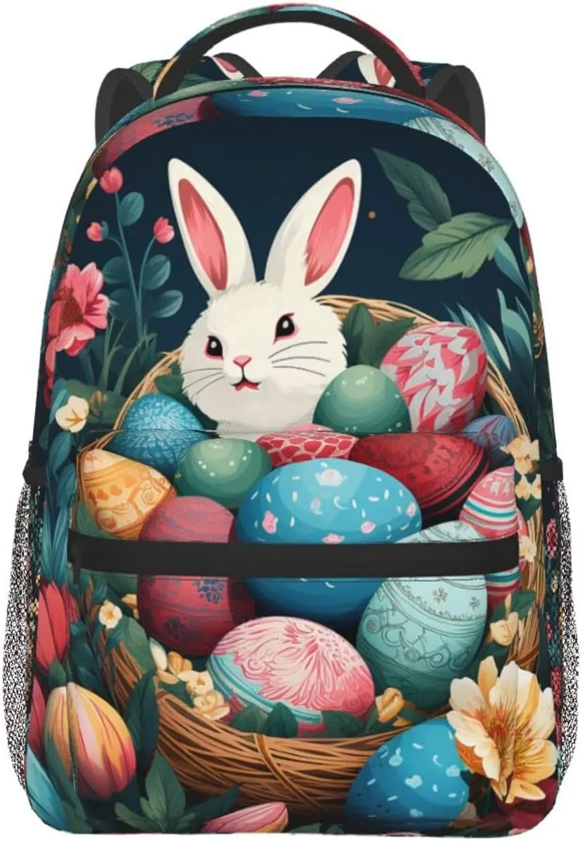 Basket and Easter Eggs Travel Backpack for Men & Women 15.6 inch Laptop Backpack Waterproof Work Back Pack