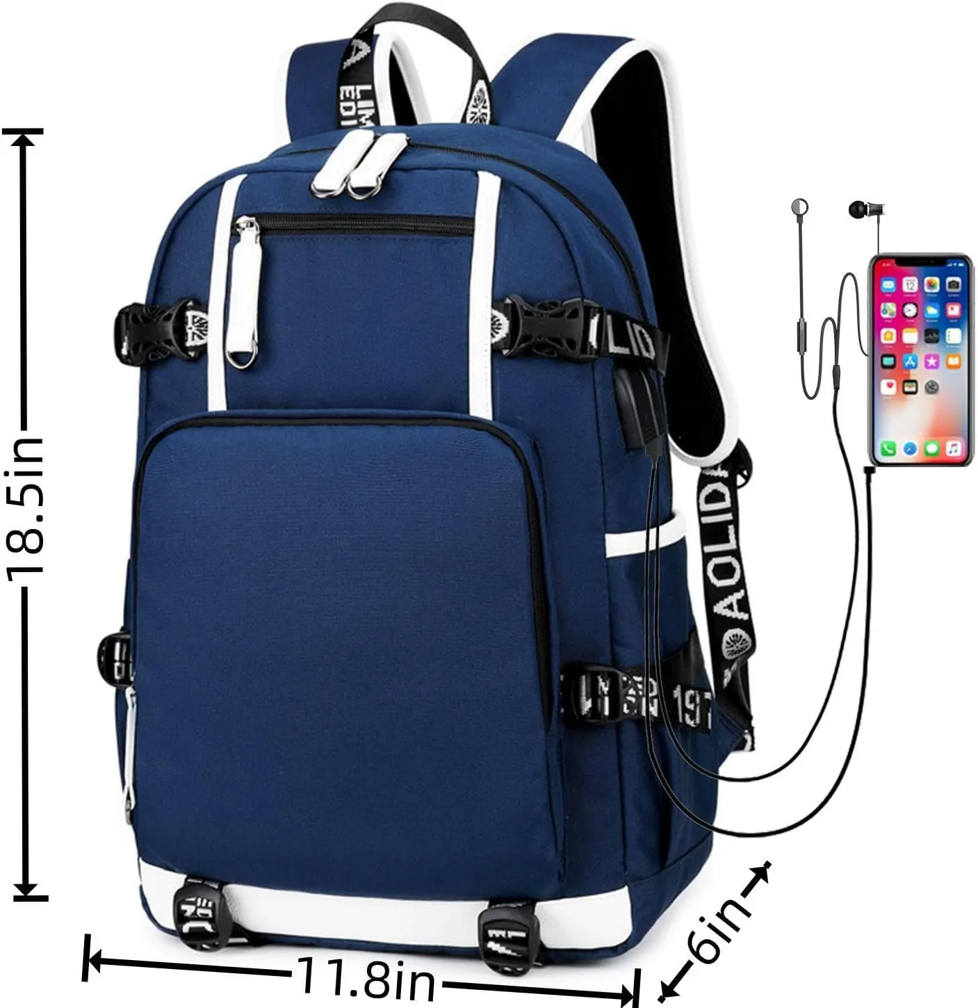 Basketball 23 Student School Bag, Laptop Backpack, Ultra-Light Travel Bag, For Men And Women (blue-B)