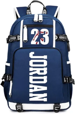 Basketball 23 Student School Bag, Laptop Backpack, Ultra-Light Travel Bag, For Men And Women (blue-B)