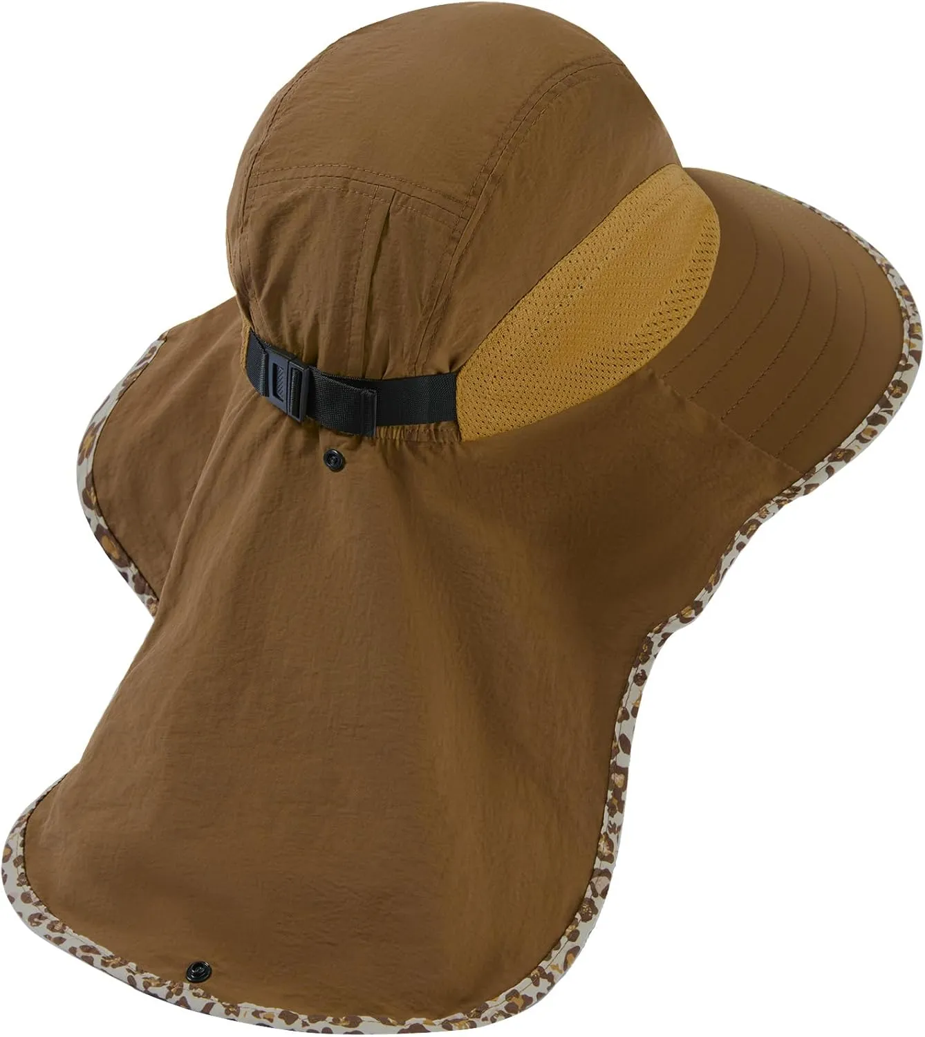 BASSDASH UPF 50  Unisex Water Resistant Wide Brim Sun Hat with Large Neck Flap Ponytail Fishing Hat for Men Women