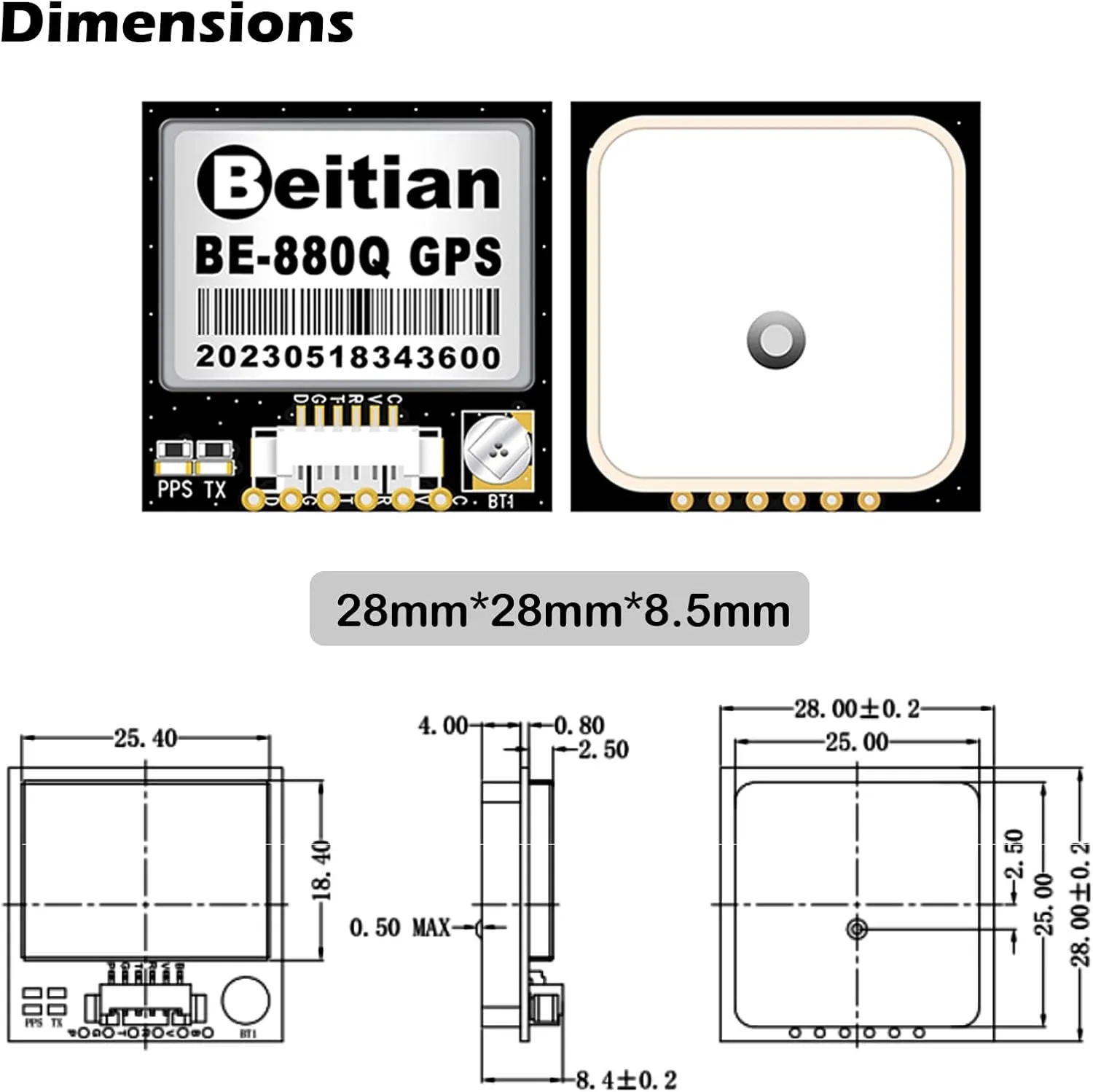 BE-880Q GPS Module with Flash QMC5883L Compass GPS Antenna TTL Level 38400bps for Arduino Raspberry Pi Aircraft Pixhawk APM Flight Controller