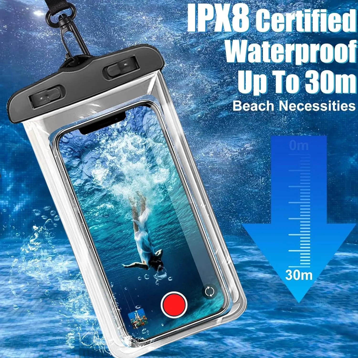 Beach Essentials Kits [5 Piece in 1], Beach Sand Remover, Waterproof Phone Pouch Case, Clear Toiletry Bag Beach Bag, Compressed Towel Tablets, Sandproof Sticker