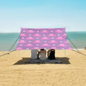 Beach Shade Tent with UPF50  UV Protection,Pink Cowboy Hats and Stars Lightweight Camping Sun Shelter for Outdoor,Camping Trips, Fishing, Backyard,Picnics,Easy Set Up and Carry 9x10.5 FT