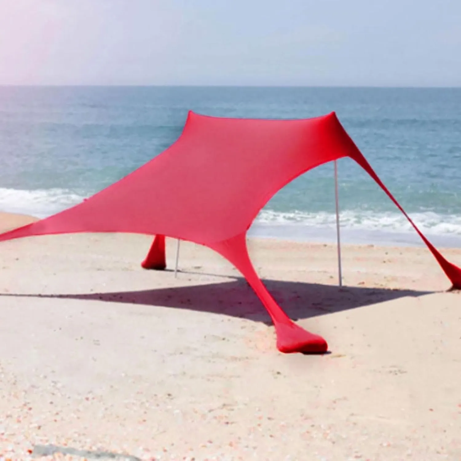 Beach Tent, Sun Protection Awning, Beach Shelter, Portable Sun Canopy Shade Tent, Outdoor UV Resistant Patio Beach Tent with Carrying Travel Bag(Red,300x300x200cm)