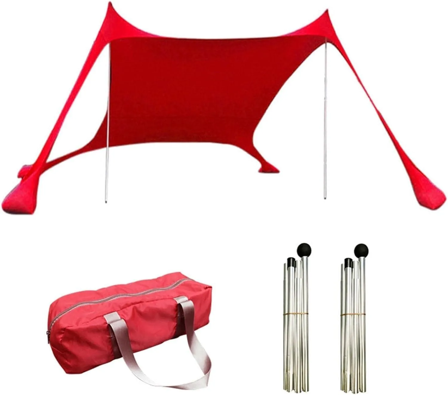 Beach Tent, Sun Protection Awning, Beach Shelter, Portable Sun Canopy Shade Tent, Outdoor UV Resistant Patio Beach Tent with Carrying Travel Bag(Red,300x300x200cm)